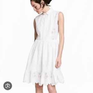 100% Cotton White Sleeveless Eyelet Dress
